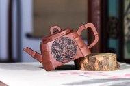 《凤竹》功夫茶具茶壶宜兴名家手工紫砂壶紫泥四方