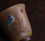 《琴瑟对杯》宜兴紫砂壶作品全手工紫泥