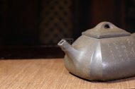 《四方抽角石瓢》经典紫砂壶抽角宜兴全手工高级工艺美术师泡茶壶茶具蟹壳青段泥
