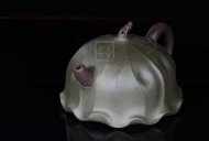 《荷叶》宜兴名家紫砂壶工艺美术师手工民国绿，紫泥功夫茶具茶壶家用