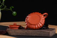 《扁合菱》宜兴朱泥紫砂壶全纯手工茗家合菱紫砂茶壶