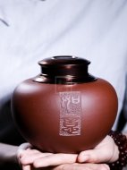 《手工精品密封茶叶罐》宜兴紫砂壶作品全手工紫泥