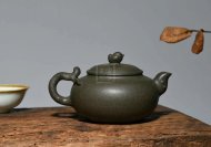 《鸟语花香》宜兴紫砂壶高级工艺美术师手工蟹壳青段泥泡茶壶茶具