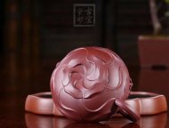 《风卷葵》宜兴紫砂壶高级工艺美术师纯手工风卷葵底槽青紫砂茶壶