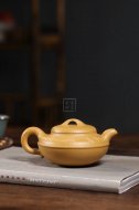 《线圆》宜兴紫砂壶高级工艺美术师手工刻绘茶壶茶具黄金段泥线圆