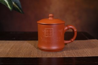 《全手工紫砂杯竹香盖杯》宜兴朱泥紫砂壶民间艺人全手工茶壶