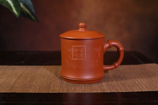 《全手工紫砂杯竹香盖杯》宜兴朱泥紫砂壶民间艺人全手工茶壶