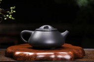 《景舟石瓢》宜兴紫砂壶助理工艺美术师手工黑料石瓢茶壶茶具