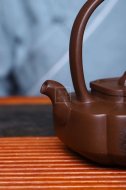 《抽角提梁》宜兴紫砂壶紫泥全手工茶壶