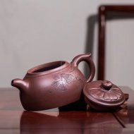 《半菊如意》宜兴紫砂壶工艺美术师手工茶壶老师紫泥壶