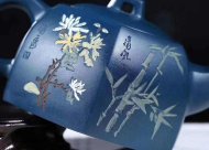 《四君子套组》宜兴紫砂壶周瑞成原矿顶级天青泥全手工茶壶