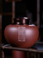 《手工精品密封茶叶罐》宜兴紫砂壶作品全手工紫泥