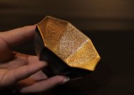 《鎏金日本功夫主人杯》宜兴紫砂壶纯手工金属中壶茶具泡茶壶