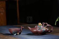 《圣桃》宜兴高级工艺美术师手工紫砂壶圣桃泡茶壶茶具底槽青