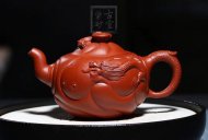 《鱼化龙》宜兴紫砂壶鱼化龙紫砂泡茶壶朱泥手工工艺美术师紫砂茶具