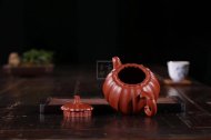 《筋纹瓜趣》宜兴纯手工紫砂壶筋纹全手工花器大红袍泡茶壶
