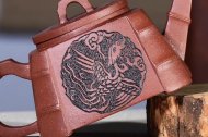 《凤竹》功夫茶具茶壶宜兴名家手工紫砂壶紫泥四方