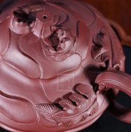 《风卷葵》宜兴紫砂壶高级工艺美术师纯手工风卷葵底槽青紫砂茶壶