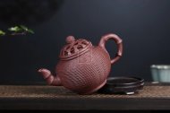 《竹编笑樱》宜兴紫砂壶紫泥手工笑樱紫砂壶
