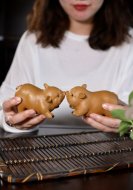 《金猪茶宠》宜兴紫砂壶茶宠手工段泥泡茶壶具