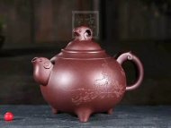 《三阳开泰》宜兴紫砂壶助理工艺美术师手工底槽青
