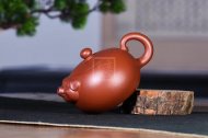 《福猪壶》宜兴方把全手工紫砂壶大红袍