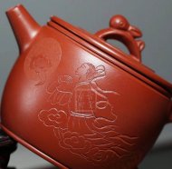 《玉兔追月》宜兴紫砂壶实力派名家纯手工大红袍汉瓦大泡茶壶