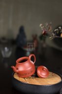 《饮月》宜兴市紫砂壶红皮龙全手工工艺美术师制作月饮茶具套壶