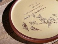《绘鸟挂盘》宜兴紫砂壶仿古纯手工助理工艺美术师紫砂粉浆大容量泡茶壶茶具家用套装