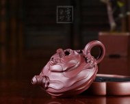 《风卷葵》宜兴紫砂壶高级工艺美术师纯手工风卷葵底槽青紫砂茶壶
