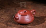 《景舟石瓢》宜兴助理工艺美术师手工紫砂壶红皮龙料茶壶石瓢茶具