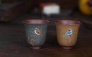 《琴瑟对杯》宜兴紫砂壶作品全手工紫泥
