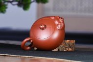 《福猪壶》宜兴方把全手工紫砂壶大红袍