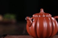 《筋纹瓜趣》宜兴纯手工紫砂壶筋纹全手工花器大红袍泡茶壶