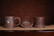 《盖杯》宜兴紫砂壶全手工泡茶壶民间艺人大师紫泥盖杯