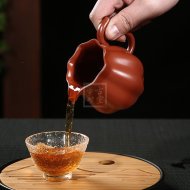 《菱花公道杯2》宜兴紫砂壶手工泡茶壶茶具大红袍