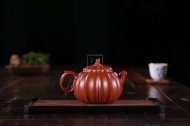 《筋纹瓜趣》宜兴纯手工紫砂壶筋纹全手工花器大红袍泡茶壶
