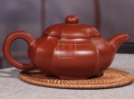 《菱意》宜兴紫砂壶高级工艺美术师手工贵妃红朱泥大彬六方