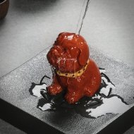 《沙皮狗-旺财小狗》宜兴紫砂壶全手工茶具纯泡茶壶清水泥