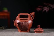 《喜在眼前》宫灯紫砂壶高级工艺美术师宜兴手工茶壶底槽青壶
