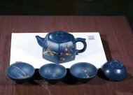 《四君子套组》宜兴紫砂壶周瑞成原矿顶级天青泥全手工茶壶