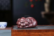 《精品小福猪》宜兴方把全手工紫砂壶实力派郑裕阳紫泥