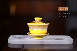 《虎皮花釉盖碗》紫砂壶宜兴手工纯泡茶壶茶具骨瓷