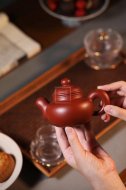 《大度》宜兴紫砂壶工艺美术师原矿掇球紫砂茶具大红袍壶