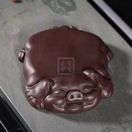 《扁福猪壶承》紫砂壶宜兴手工茶壶紫泥壶
