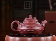《风卷葵》宜兴紫砂壶高级工艺美术师纯手工风卷葵底槽青紫砂茶壶