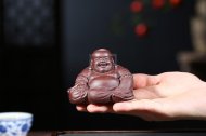 《弥勒佛禅意摆件》宜兴紫砂壶民间艺人手工紫泥壶茶具泡茶壶