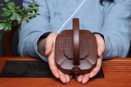 《抽角提梁》宜兴紫砂壶紫泥全手工茶壶