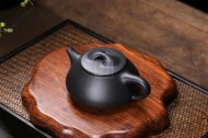 《景舟石瓢》宜兴紫砂壶助理工艺美术师手工黑料石瓢茶壶茶具