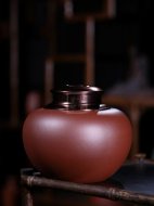 《手工精品密封茶叶罐》宜兴紫砂壶作品全手工紫泥